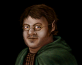 A portrait of a male hobbit in Wizardry 8.